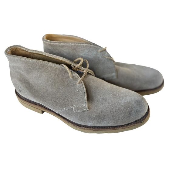 Frye Men's Tan Beige  Suede “Chris Oxford” Lace Up Derby Casual Shoes Sz 8 D - Picture 1 of 11